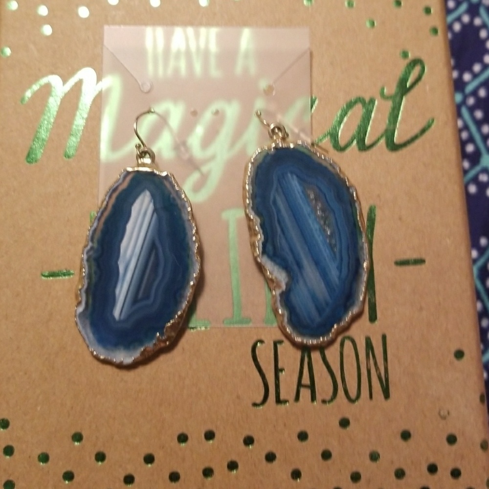 Gold and blue earrings